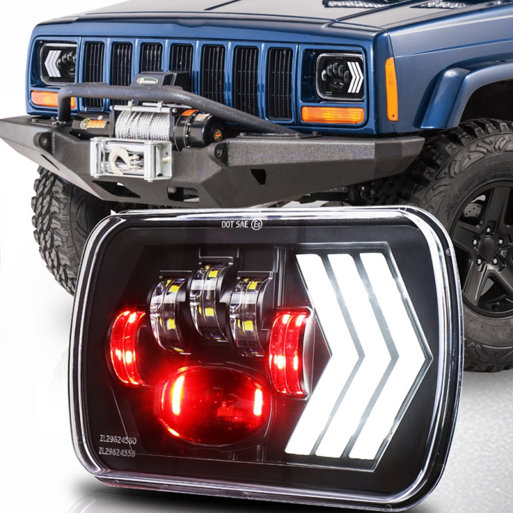 2 PCS 5X7 inch Car Modified Red Background LED Square Headlamp for Jeep Wrangler, For Jeep Wrangler(5X7 inch) 2 PCS 5X7 inch Car Modified Red Background LED Square Headlamp for Jeep Wrangler, For Jeep Wrangler(5X7 inch)